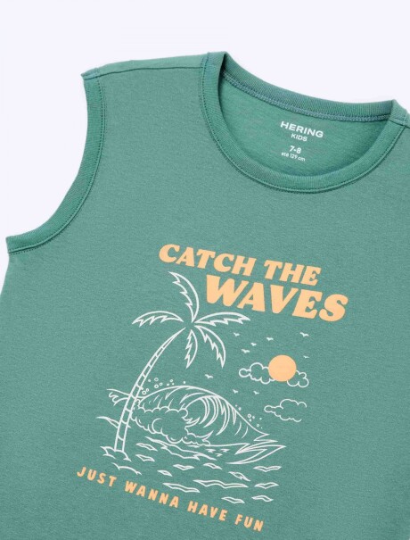 MUSCULOSA INFANTIL CON ESTAMPA VERDE