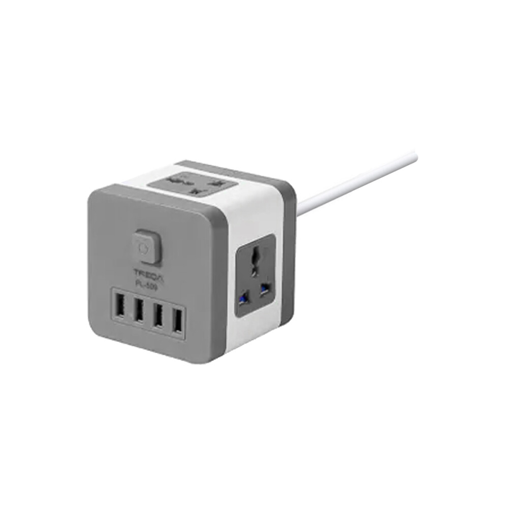 Alargue De Enchufes En Forma De Cubo Gris