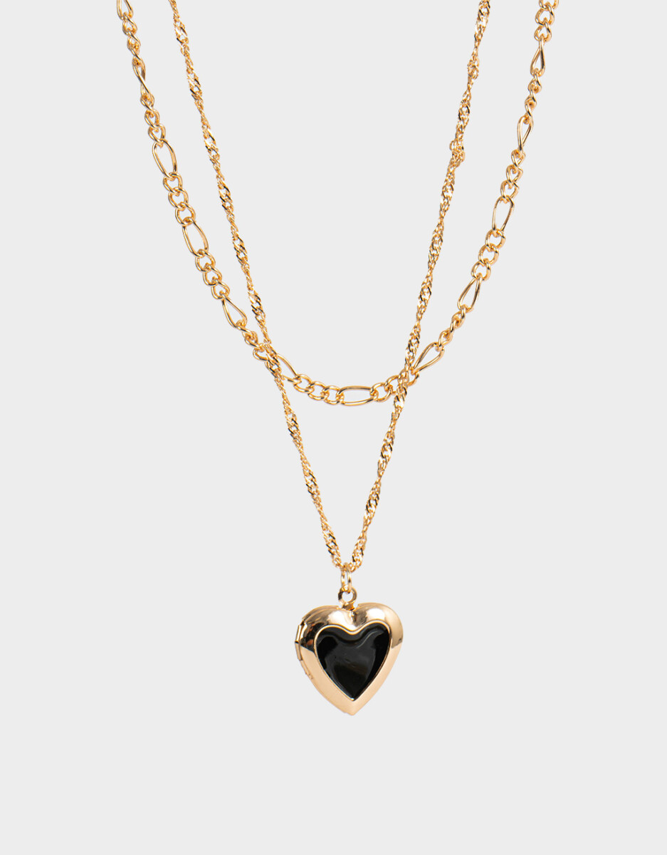 Collar Multicadenas Con Corazón 