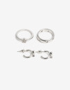Bijouterie Set Metal Set De Argollas Y Anillos - Plateado Rodio