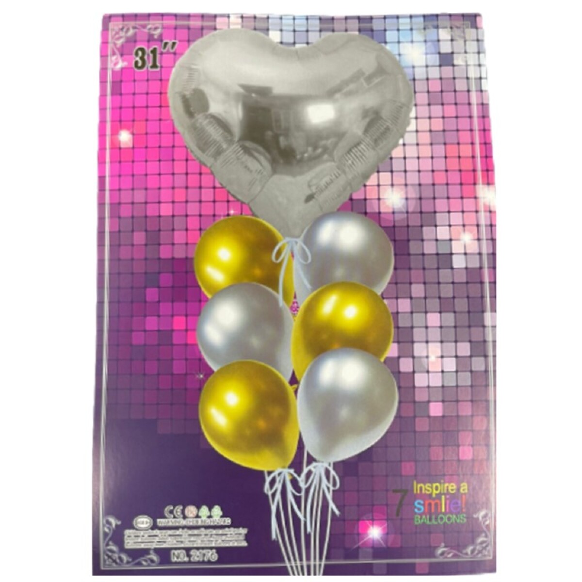 Set de Globos con Corazon x7 - Plateado 