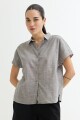 Camisa sin mangas lino GRIS