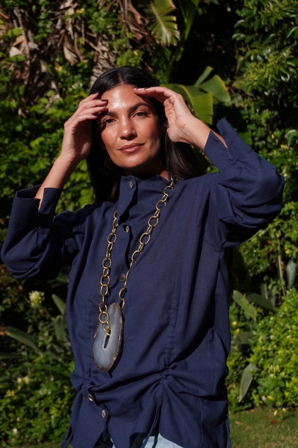 Nácar Shirt Lino Azul Marino