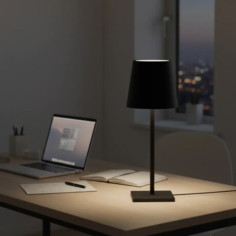 Lampara de Mesa con Luz Led 38cm Alto para Hogar Oficina Negro