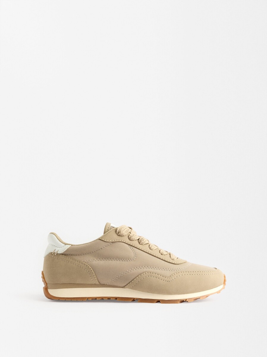 Zapatillas Combinadas De Nylon - beige 
