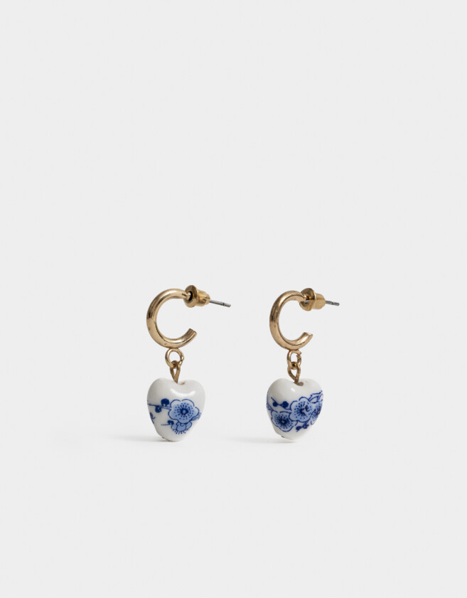 Aros Argollas Azul Aros Argolla De Cerámica - Dorado