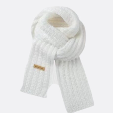 Bufanda Hand Made Tejido Acanalado Blanco