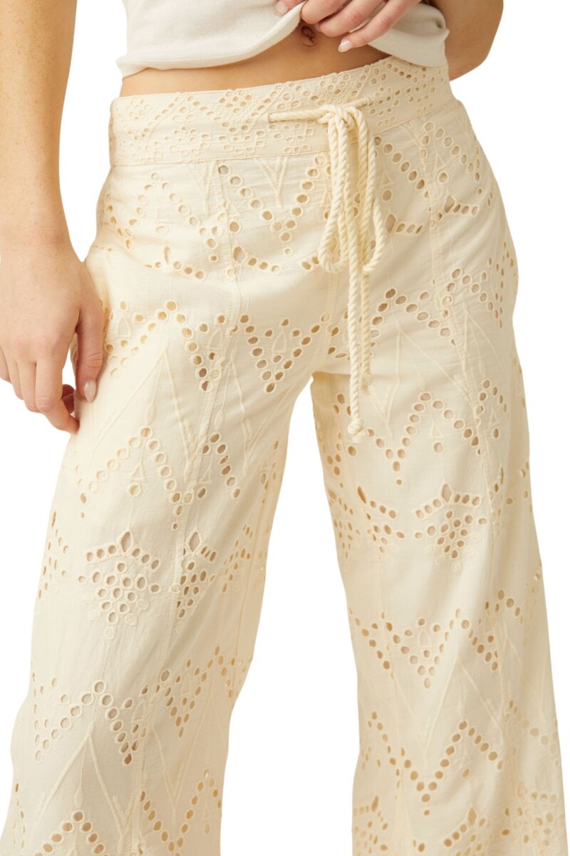EMMA EMBROIDERED PANT Marfil