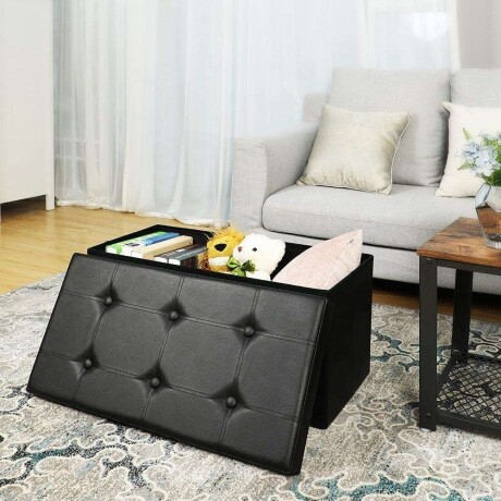 Puff Baul Houston Eco Cuero Negro