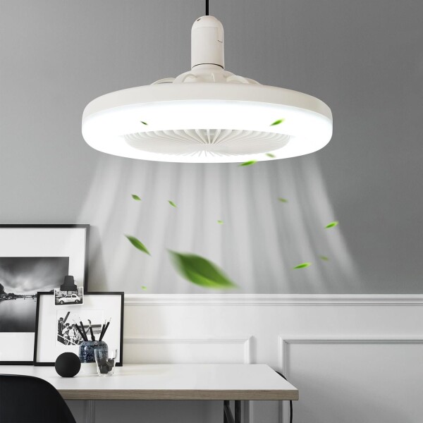 Lampara Led Ventilador Techo Rosca E27 C/ Control Ajustable Variante Color Blanco