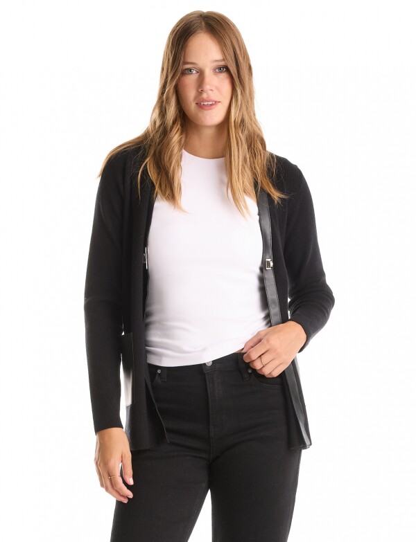 Cardigan Combinado S NEGRO