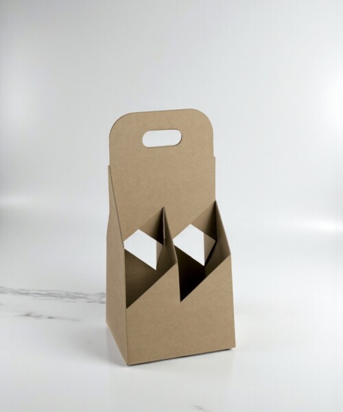 Porta botella p/ 4 botellas 15x15x32 cm. - KRAFT MARRON Porta botella p/ 4 botellas 15x15x32 cm. - KRAFT MARRON