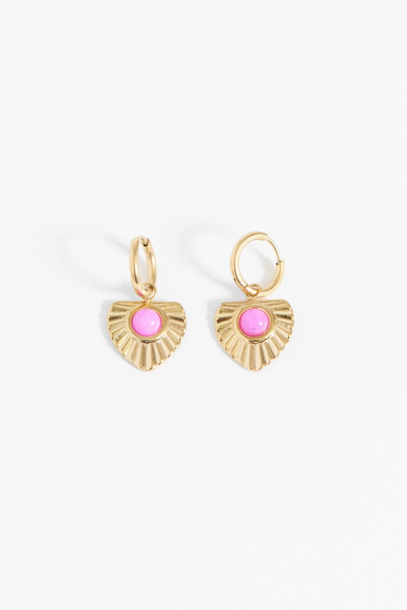 Aros dije metálico y piedra acero dorado