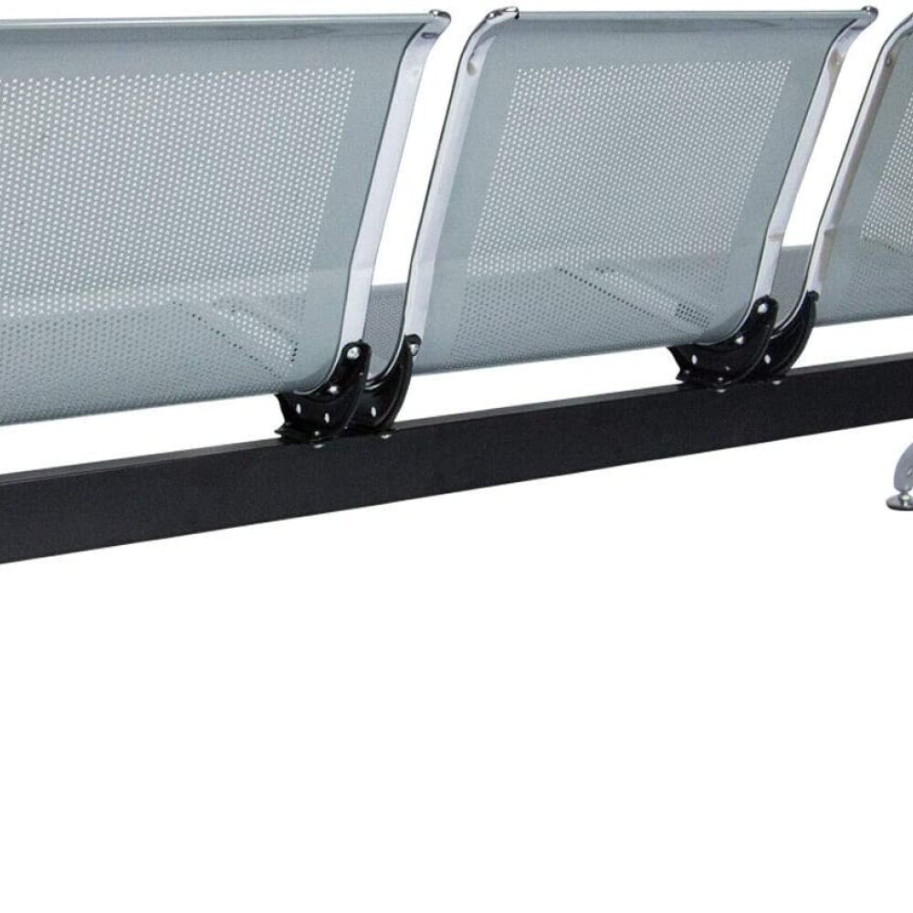 Tandem De 3 Asientos De Metal Para Sala De Espera Plateado