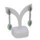 Caravanas Largas En Oro 18K Blanco, Esmeraldas Y Brillantes. Caravanas Largas En Oro 18K Blanco, Esmeraldas Y Brillantes.