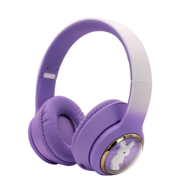 Auriculares Bluetooth Inalambricos Infantiles Rgb Conejo Mic Variante Color Violeta