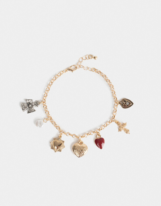 Pulseras Flexibles Con corazón Pulsera Flexible Con Multidijes - Dorado