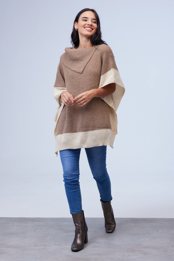 Poncho Colorblock MULTI/TOSTADO