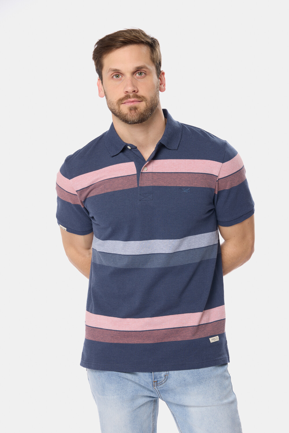 REMERA POLO RAYADA Azul