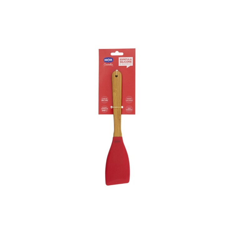 ESPATULA DE SILICONA Y BAMBU MOR Rojo