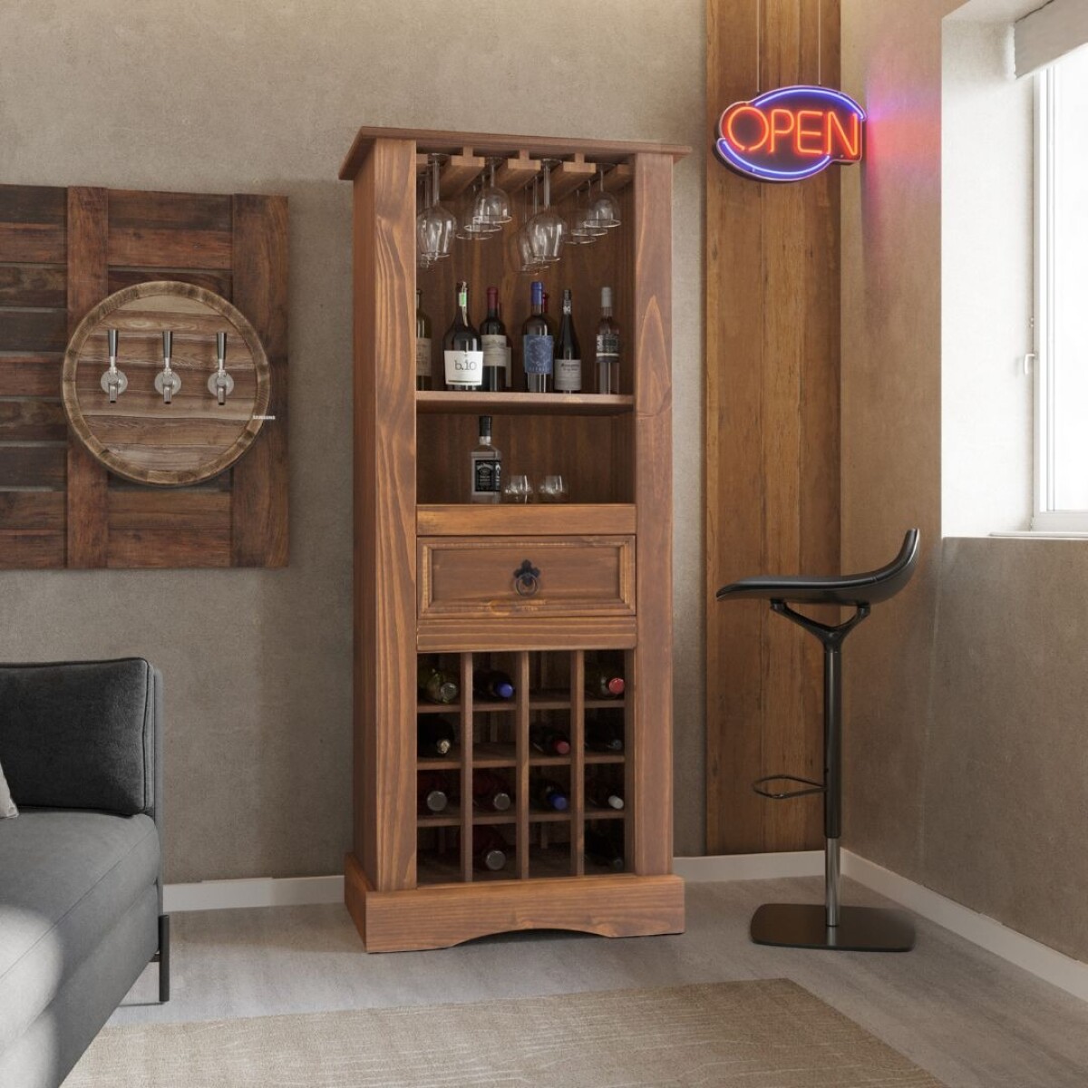 Vinera 2 Estantes - Linea Mexicana - Nogal 