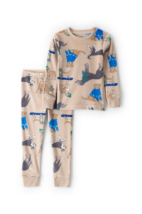 Pijama dos piezas de DreamPlush, remera y pantalón, diseño perros Sin color