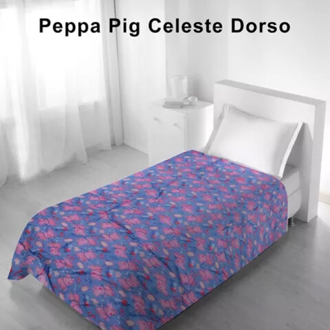 Acolchado Reversible 1 Plaza 100% Microfibra - Peppa Pig Celeste