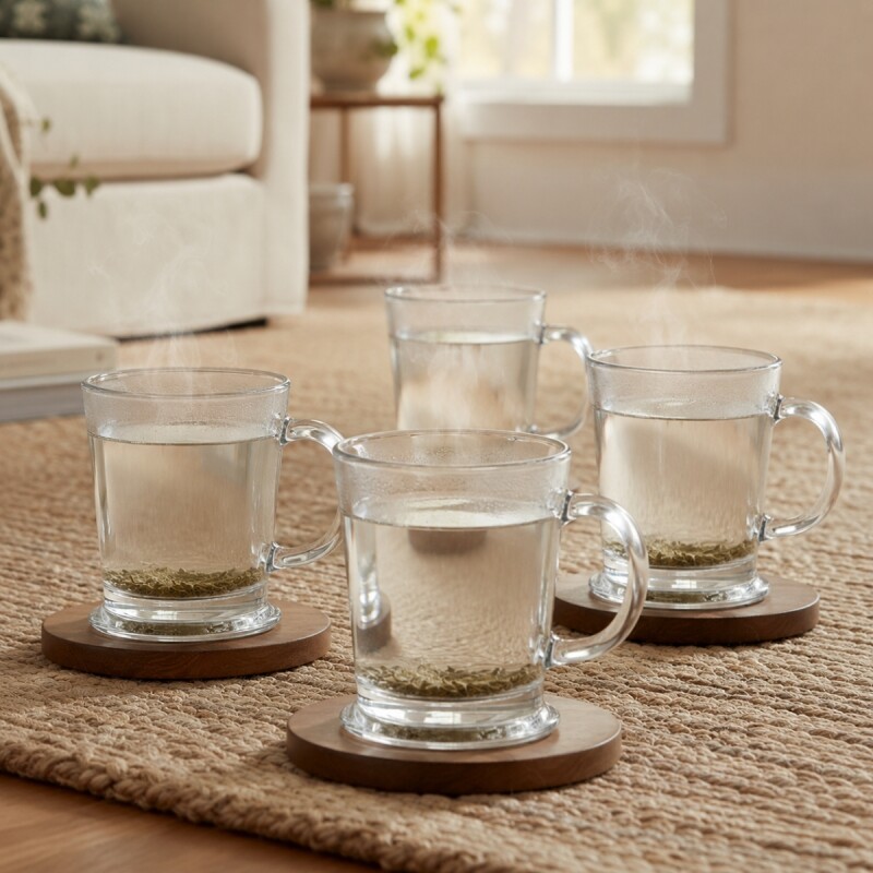 Set x 4 tazas con asa TRANSPARENTE