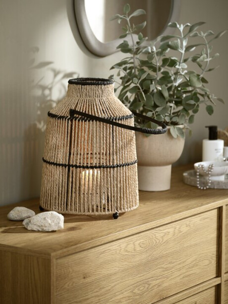 Farol MAALTHE Ø27xH35 cm natural/negro Farol MAALTHE Ø27xH35 cm natural/negro