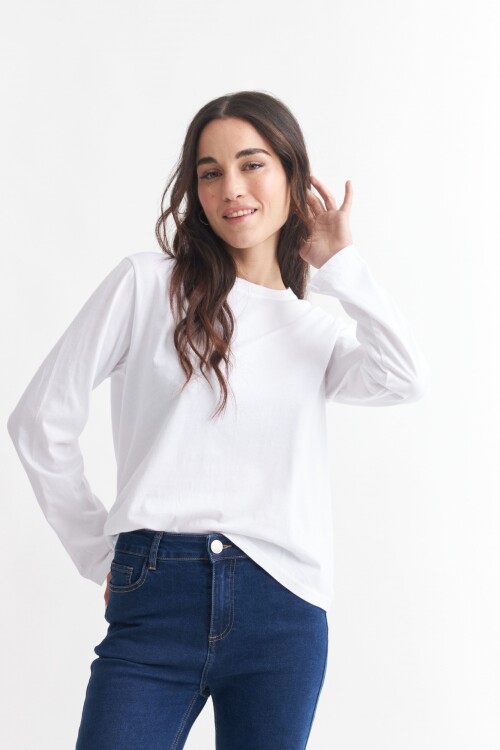Remera manga larga básica BLANCO