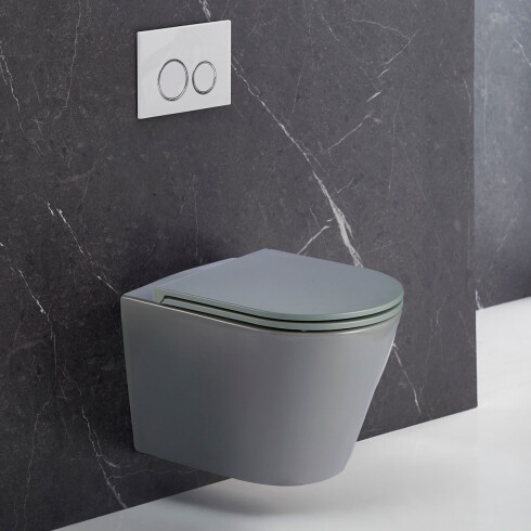 INODORO PARA COLGAR REDONDO SERIE POWELL GRIS MATE 000