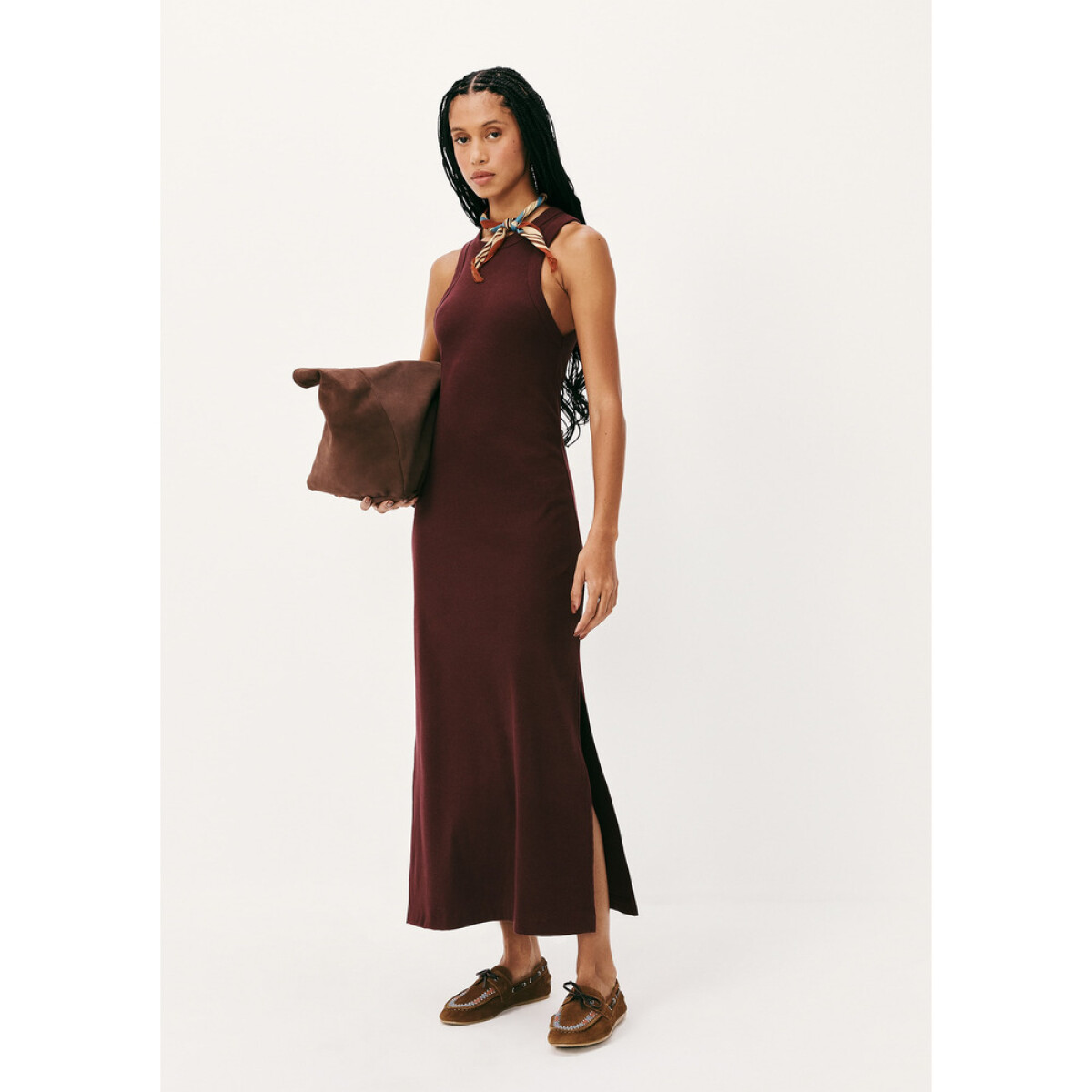 VESTIDO MIDI FEM - VERMELHO ESCURO 