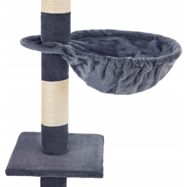 Rascador Torre 5 Niveles En Felpa Y Sisal Para Gato Juego Variante Gris Oscuro Pompom