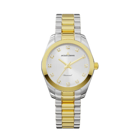 Reloj Jacques Lemans con Malla Combinada y Esfera Redonda Reloj Jacques Lemans con Malla Combinada y Esfera Redonda