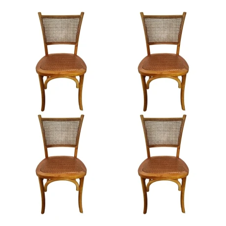 Kit x4 Silla Clásica Madera/Rattan Kit x4 Silla Clásica Madera/Rattan