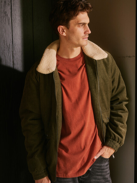 Campera bomber pana Verde