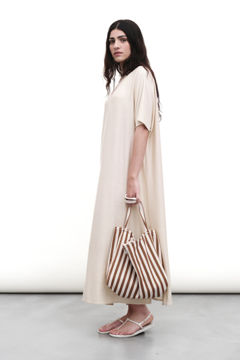 Vestido Lurex Goya Beige