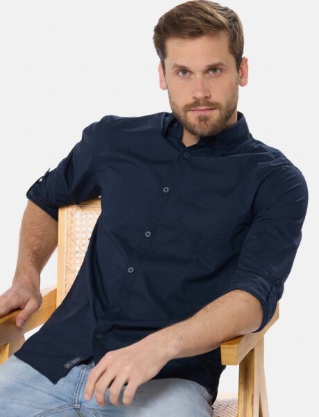 CAMISA LISA DE ALGODÓN Azul