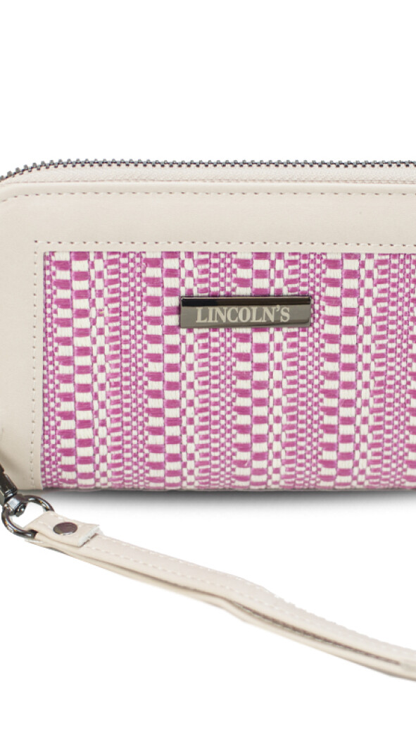 BILLETERA LORENZA TELAR MAGENTA Y CRUDO