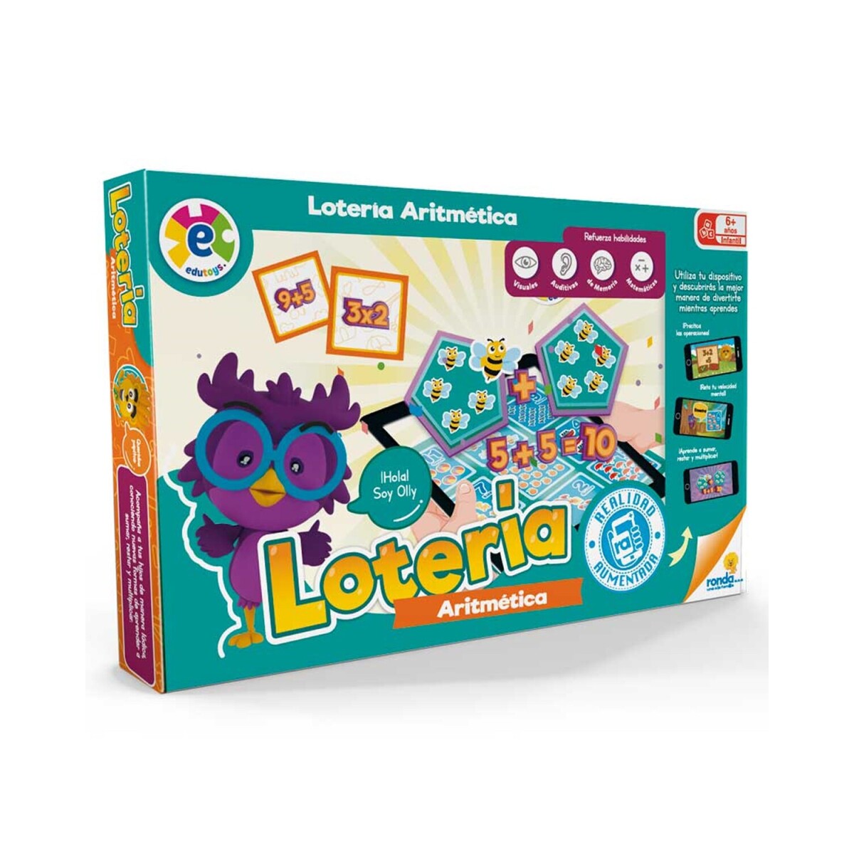Juego de mesa Lotería Aritmética Ronda con realidad aumentada 
