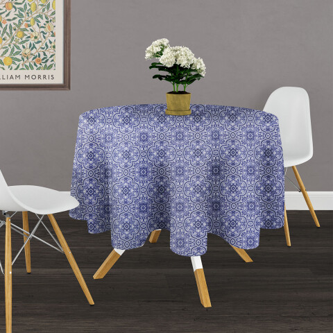 Mantel Redondo Waterproof Home Class 160 cm 3896 GEOMETRICO - AZUL
