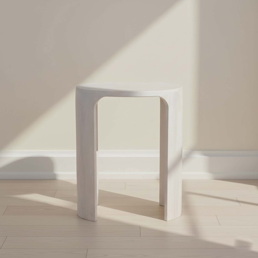 MESA AUXILIAR MADERA BLANCO OVAL