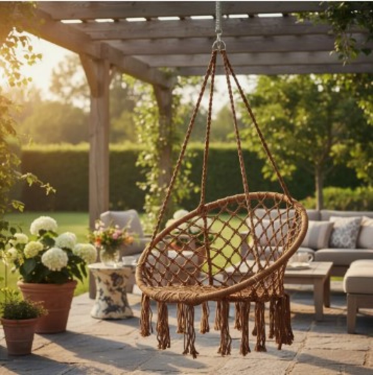 Silla Colgante / Hamaca Caramelo Algodón Ø 95cm x Alto 195cm 