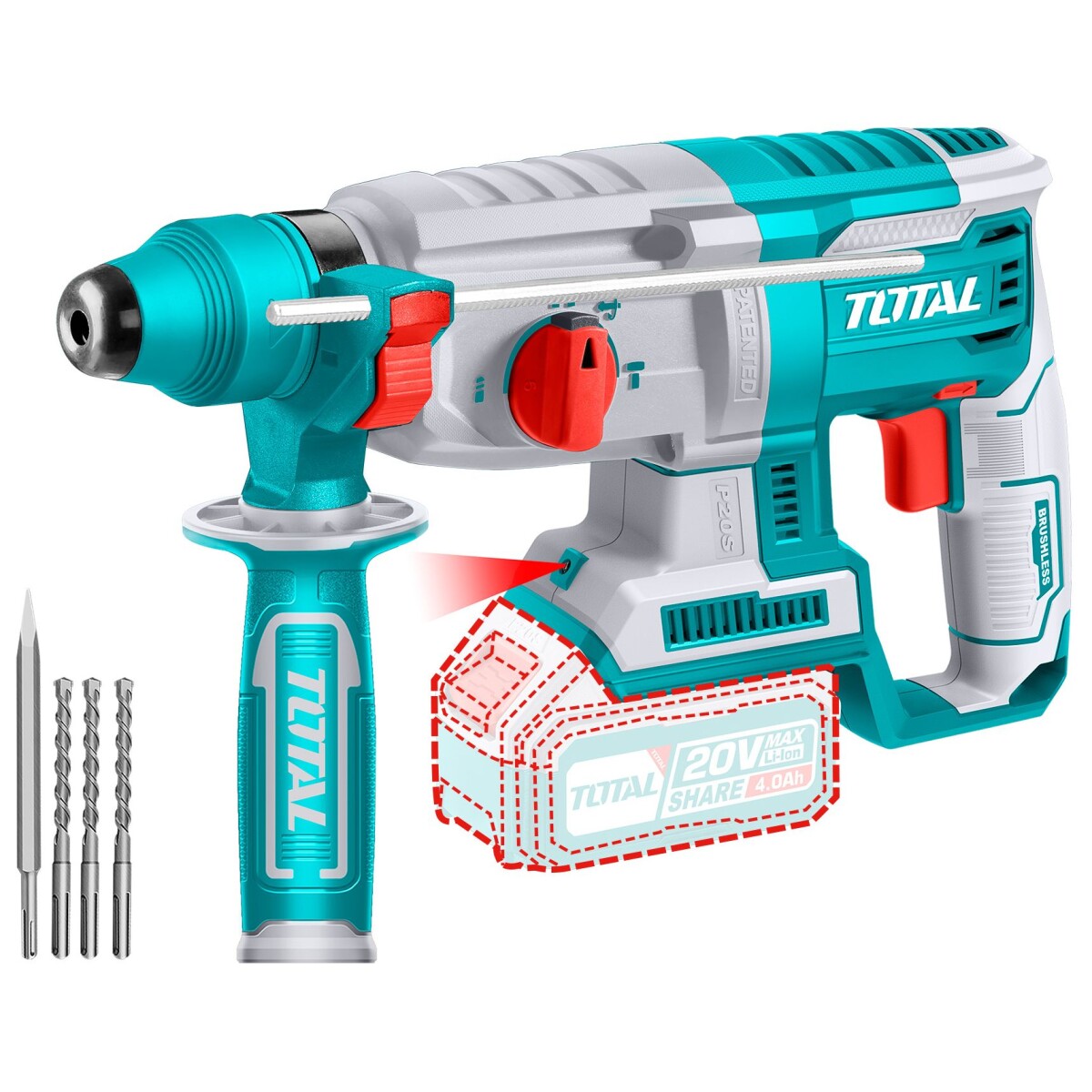 Rotomartillo SDS Plus Inalámbrico A Batería 20v - Sin Carbones 
