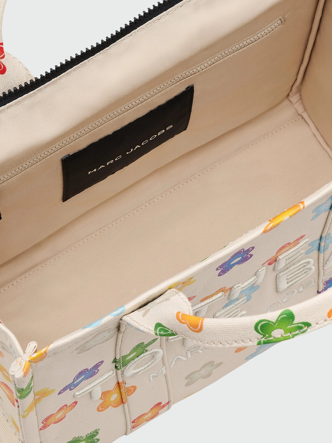 MARC JACOBS - THE WILD DAISY CANVAS MEDIUM TOTE BAG Blanco