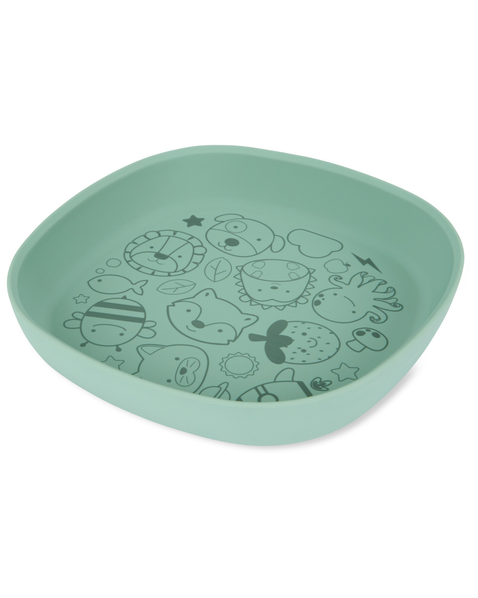Plato de silicona, verde Sin color