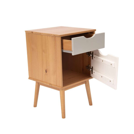 Mesa de Luz 1 puerta 1 cajion Li­nea Niordica Roble/Gris Claro/Blanco