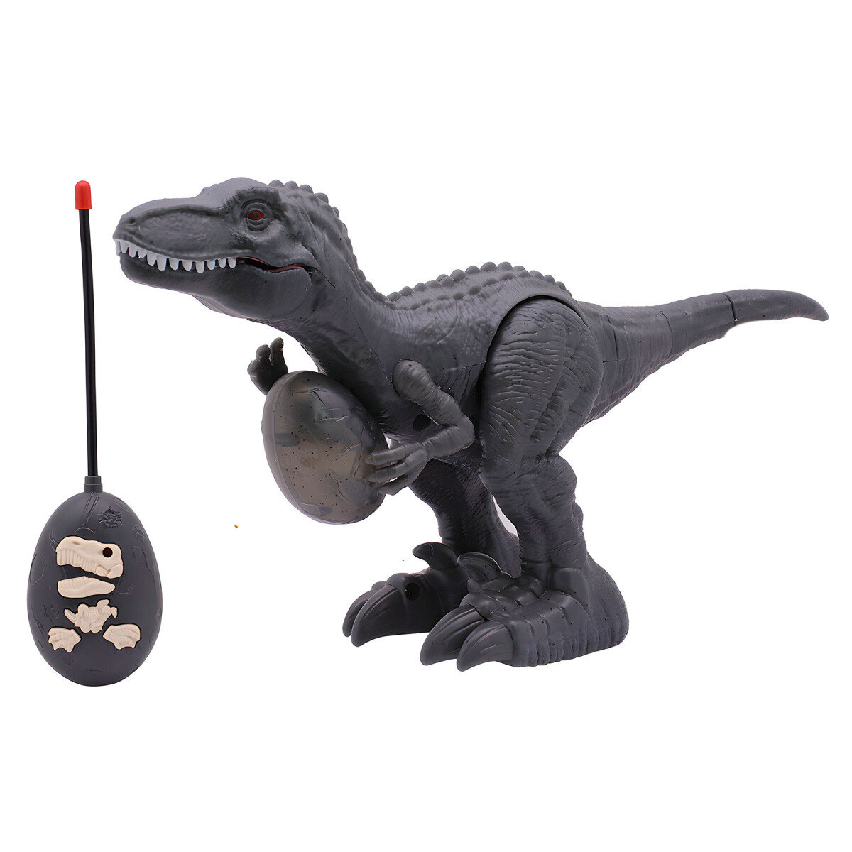 Dinosaurio Tiranosaurio Control Remoto Movimiento Luz Sonido - Color Gris 