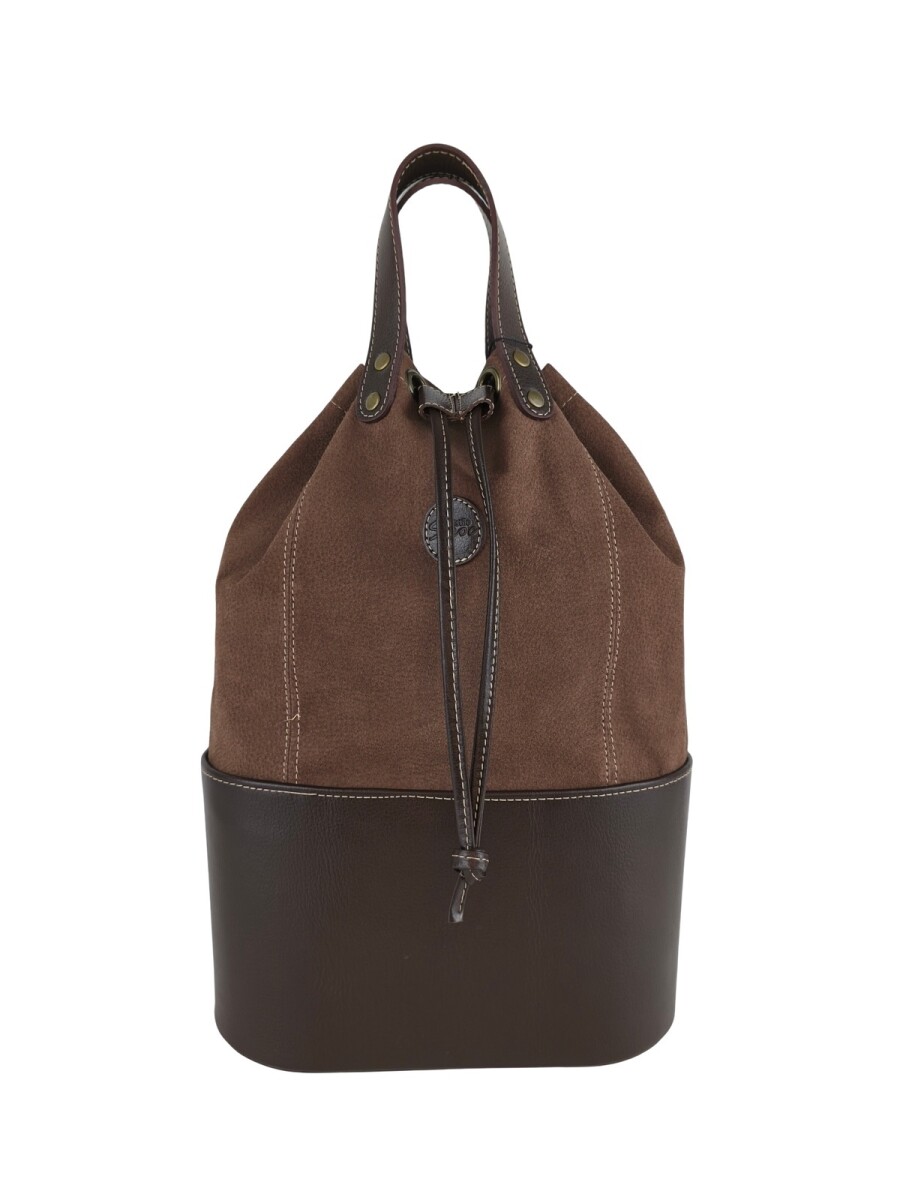 Matera bolso con división en cuero - Chocolate 