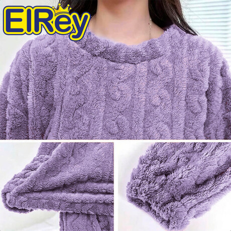 Conjunto Pijama Jogging Peluche Abrigo Buzo Pantalón Violeta